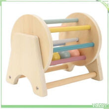 Wooden Rattle Roller, Logical Thinking 4 Balls Safe Wooden Rolling Drum Finely Polished Wooden Rattle for Education