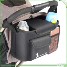 VGEBY Stroller Organizer Bag, Stroller Organizer, Stroller Storage Bag, Baby Care Seat, Black