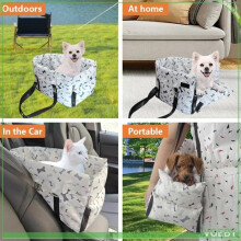 VGEBY Dog Car Seat, Pet Car Seat, Waterproof Pet Bed, Pet Supplies, Transport, Plaid, White/Black
