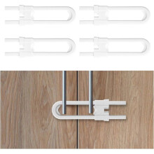 Childproof Cabinet Safety Locks, 4-Pack Baby Cabinet Locks - U-Shaped Child Safety Door Locks Suitable