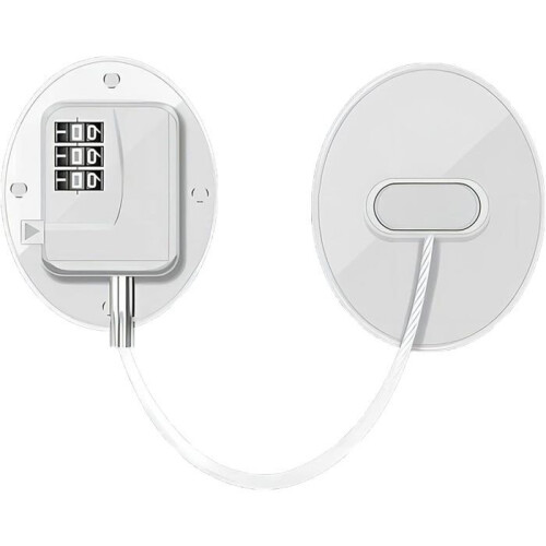 No-drill refrigerator lock, adhesive password lock, window security lock, strong adhesive combination lock (white)