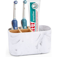 Bamboo toothbrush holder for bathroom, electric toothbrush holder for children and families, 5 slots