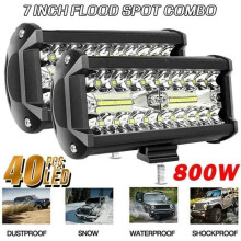 2PCS 800W Square LED Work Lights DC 9V-30V Quad Truck Boat Tractor Offroad Waterproof