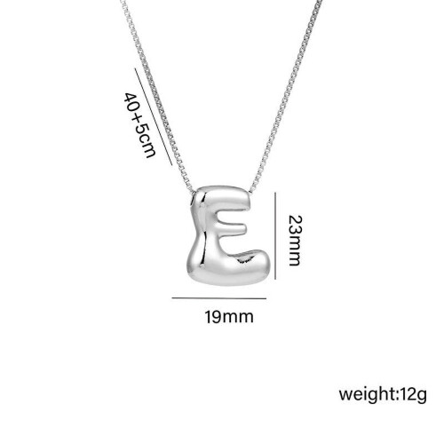 Bubble Letter Initial Necklace Silver Gold 1