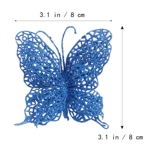 6 x Blue Plastic Christmas Tree Ornaments 8cm 1