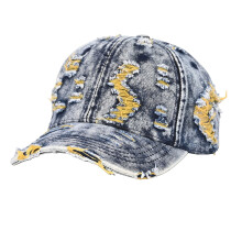 Baseballkasket i denim med slid – justerbar snapback,