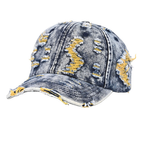 Gescheurde denim baseballpet – Verstelbare snapback,