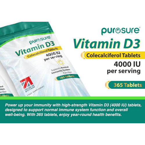 Vitamin D3 Colecalciferol 4000IU - 365 Tablets 1