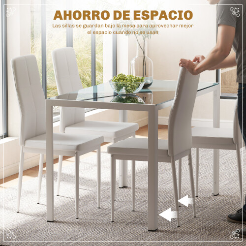 Homcom Conjunto de Comedor Blanco 120 x 70 x 75 cm 1