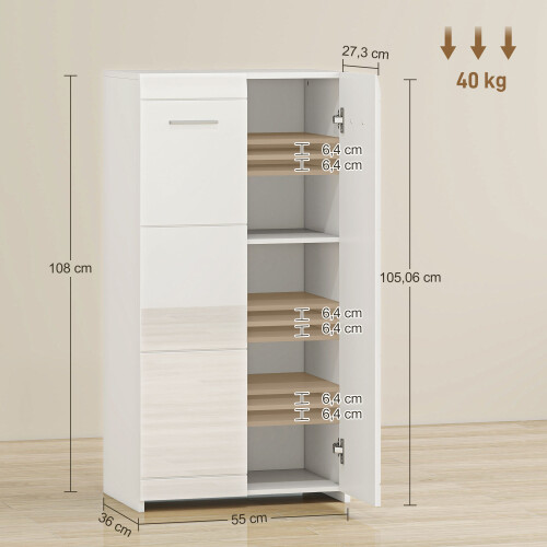 Homcom Zapatero Blanco 55 x 36 x 108 cm 2