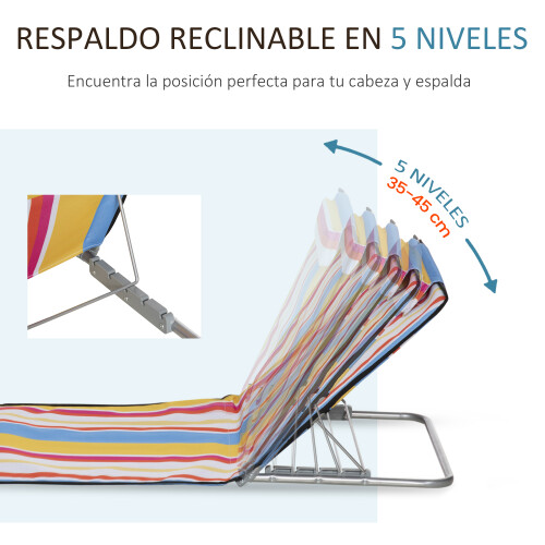 Outsunny Set 2 Esteras Playa Multicolor 124 x 53 x 45 cm 1