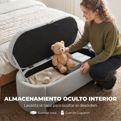Homcom Banco de Almacenaje Gris 129 x 48.5 x 44 cm 2