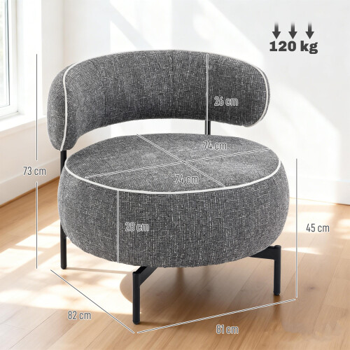 Homcom Butaca de Salón Gris 81 x 82 x 73 cm 1
