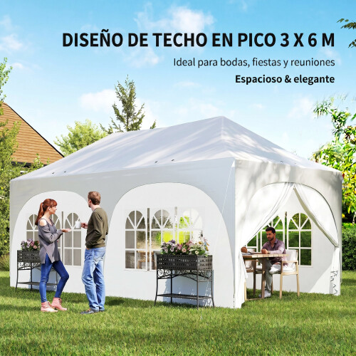 Outsunny Carpa Plegable Gris 598 x 300 x 315 cm 1