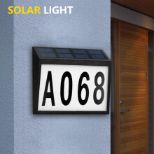 Solar Light House Number Sign Light Outdoor Address Stake Lamp Garden Door Wall Mounted Waterproof