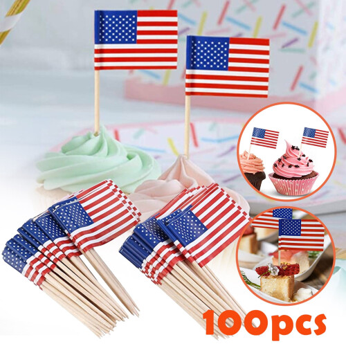 USA Flag Madpinde 100 stk. Træcocktailpinde