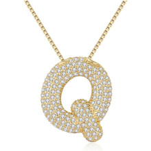 Gold Bubble Letter Necklace for Women – Initial Pendant