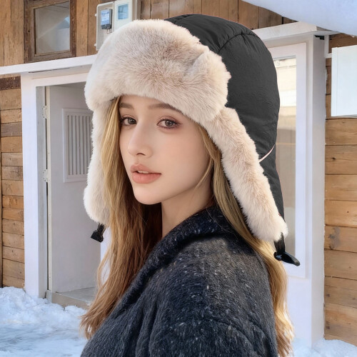 Set da donna composto da cappello e sciarpa in maglia, colore nero. 1