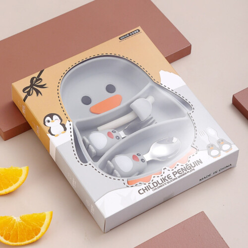 Babyservisset med sugfunktion och galler – silikonplatta och