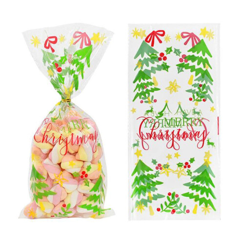 Sacos de celofane para presentes de Natal, 12,7 x 25,4 cm (5 x 10 polegadas), pacote com 50 unidades.