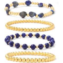 Gold Beaded Bracelet for Women Natural Stone Stack