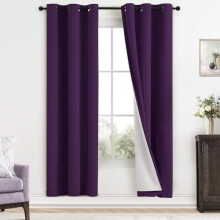Purple Blackout Grommet Curtains 38x72 Inch 2-Pack