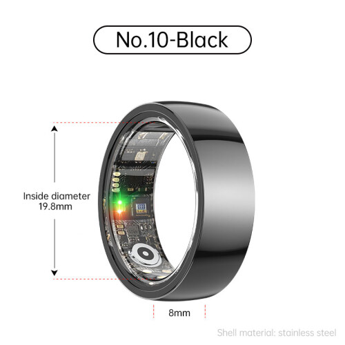 Smart Ring R1000 – Schlafmonitor, Bluetooth 5.0, Blutsauerstoffmonitor Black 10 2