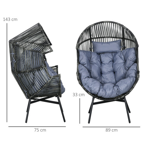String Rattan Egg Chair, with Padded Seat Cushion 1