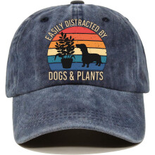 Cappellino da baseball blu effetto invecchiato per amanti di cani e piante –