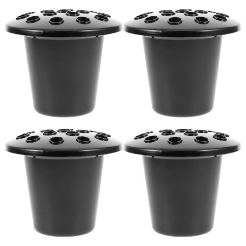 Svart plastvase til graver – 4-pakning