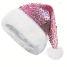 Gorro de Papai Noel clássico de tricô com pompom, tamanho único