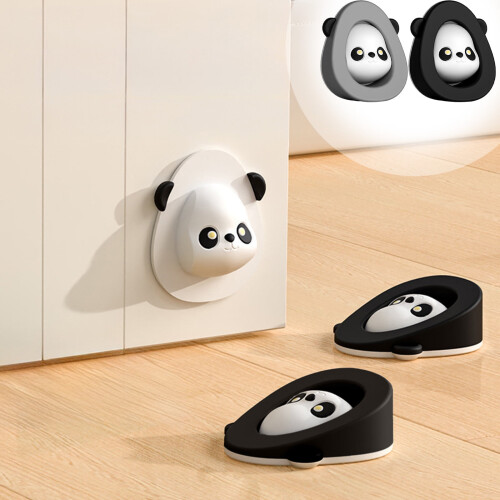 Panda-Türstopper mit Saugnapf, grau, 6,8 x 5,8 cm