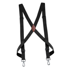 Schwarze, X-förmige elastische Hosenträger mit drehbaren Metallhaken