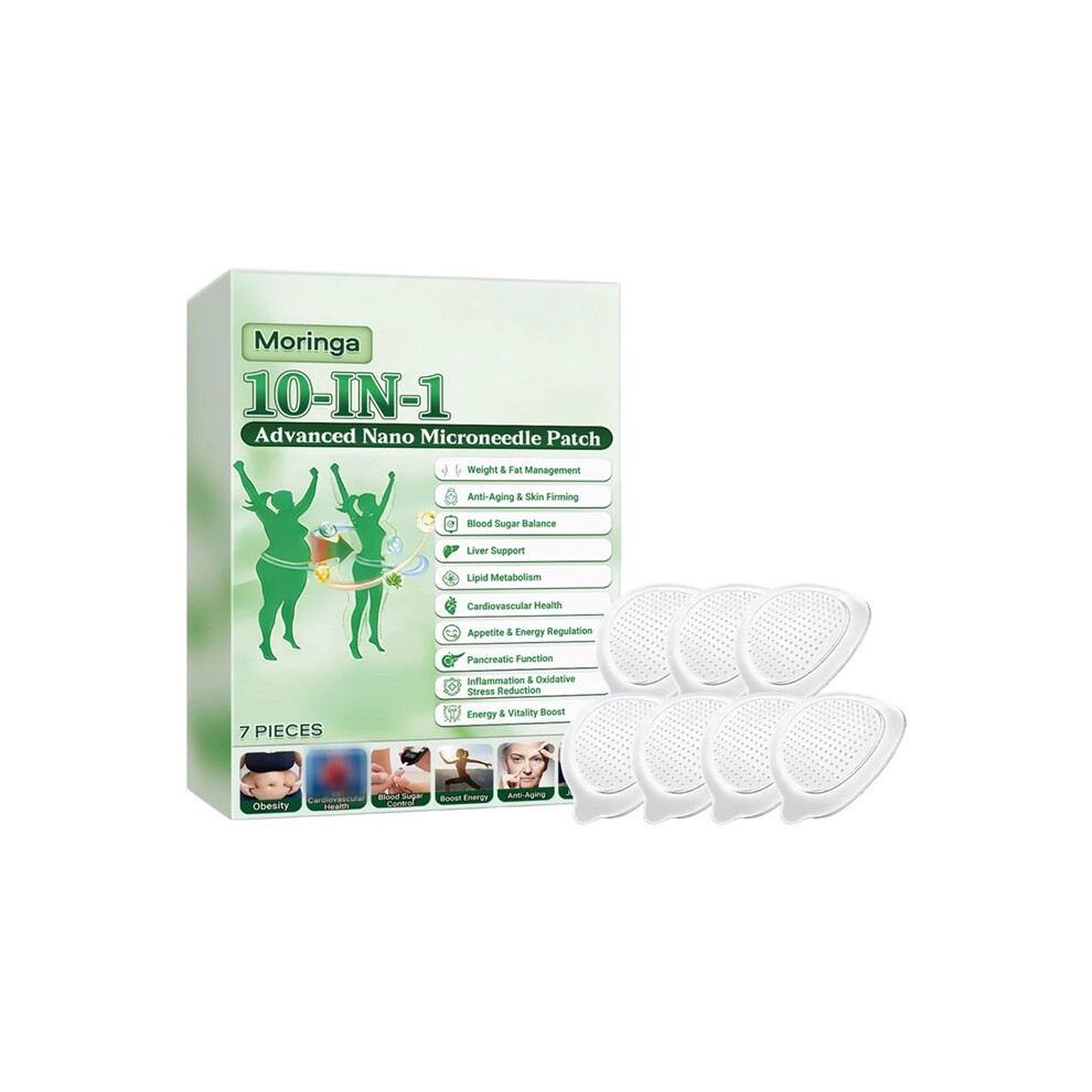 (1 Pack - 7 Patches) Moringa Berberine 10 in 1 Advanced Nano Microneedle Patch for Weight Loss (7PCS）