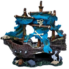 Antique Roman Column Ruins European Castle Aquarium Decorations Fish Tank Hideout Rocks (Blue Pirate Shipwreck)