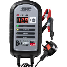 Maypole 6A 12V Electronic Smart Car Battery Charger Fully Automatic 9 Stage Charging Cycle Lead Acid AGM Gel Vehicle Batteries