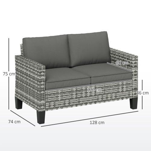 Two-Seater Rattan Outdoor Sofa - Light Grey 1
