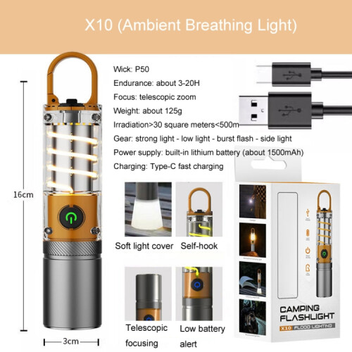 X10-P50 Outdoor LED Flashlight Multi-Functional Camping Lighting Flashlight Portable Rechargeable Work Lamp 1
