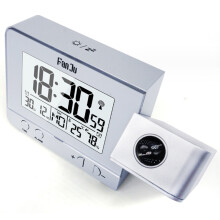Projection alarm clock compatible bedroom with thermometer and hygrometer, dimmable digital ceiling clock, LED display with USB charger, 180 rotatio