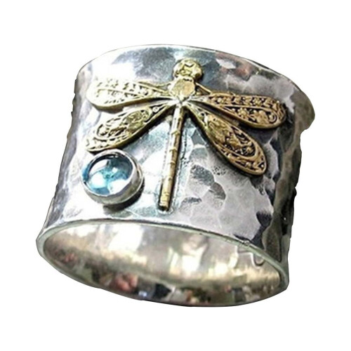 Akvamarin Dragonfly Ring Dame Retro Legering