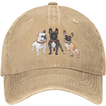 Fransk Bulldogg Vintage Tvättad Denim Baseballkeps –