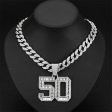 Number50-anhengskjede for menn og kvinner, 15 mm kubansk