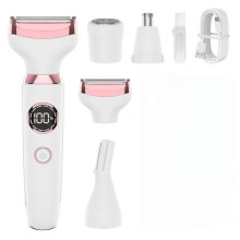 In 1 Rechargeable Digital Display Hair Removal Kit Underarm Intimate Area Shaver Unisex Full-Body Epilator(White)