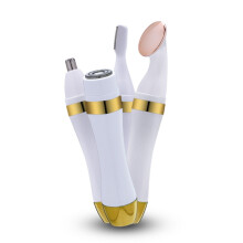 4-in-1 Electric Hair Shaver, Home Use Eyebrow Trimmer, Massager, Facial Cleansing Device (Gold)