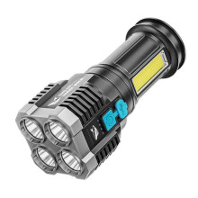 SMILING SHARK 863B Outdoor High-Brightness Portable Flashlight LED Torch With Side Light(Black)