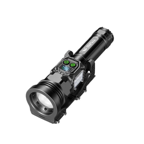 SMILING SHARK High-Brightness Flashlight With Power Display Outdoor Long-Range Spotlight, Spec: Rainbow Side Light