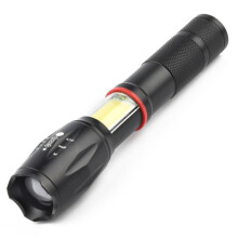 Telescopic Zoom Strong Light Flashlight Strong Magnetic Rechargeable LED Flashlight, Colour: Black Head (With Battery, EU Plug Charger)