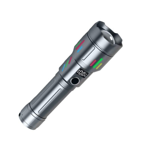 Azure Dragon Laser Cannon High-Intensity Flashlight, Handheld Rechargeable Zoom Long-Range Flashlight (Gunfire Gray)