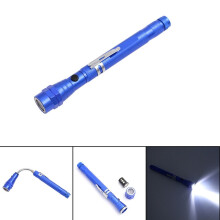 Two 1W flexible magnetic camping fishing telescopic 360-degree head flashlights, outdoor torches, magnetic pickup tool lights (blue) ar