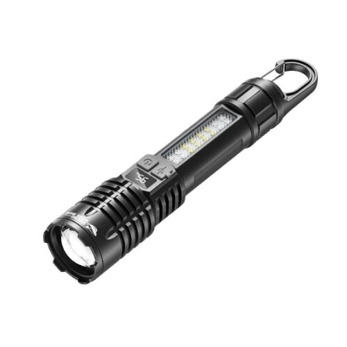 SMILING SHARK SD-5244 Zoomable Digital Display Flashlight With Side Light 4-Gear Dimmable Portable Torch, Style: Hook